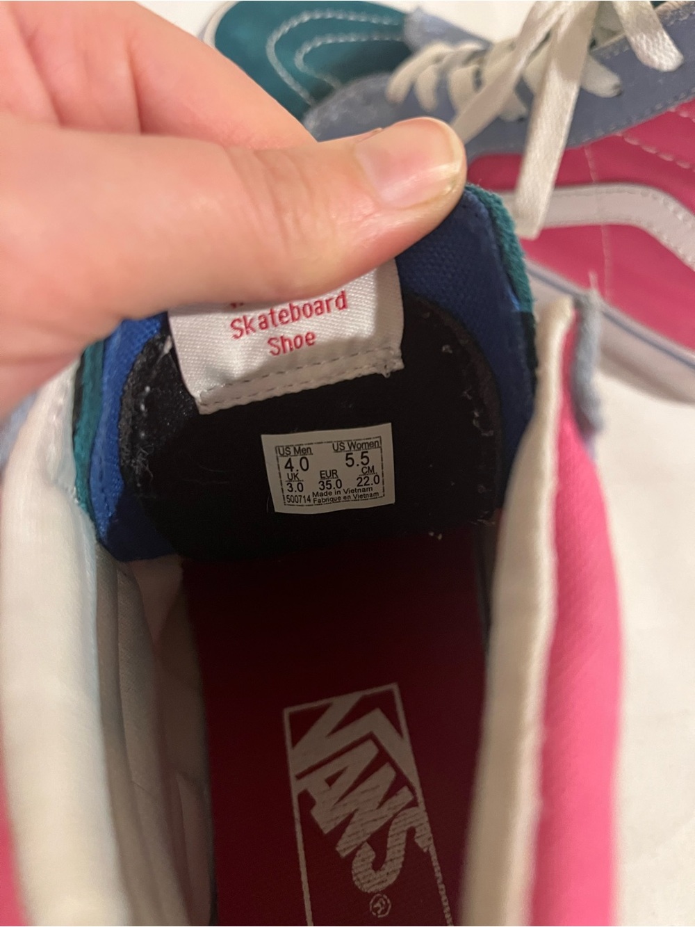 Vans High-Top Sneakers in Teal, Light Blue & Pink - Picture 8 of 10